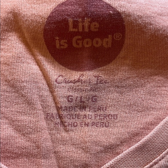 Life is Good Orange V-Neck T-Shirt Large - Picture 2 of 4